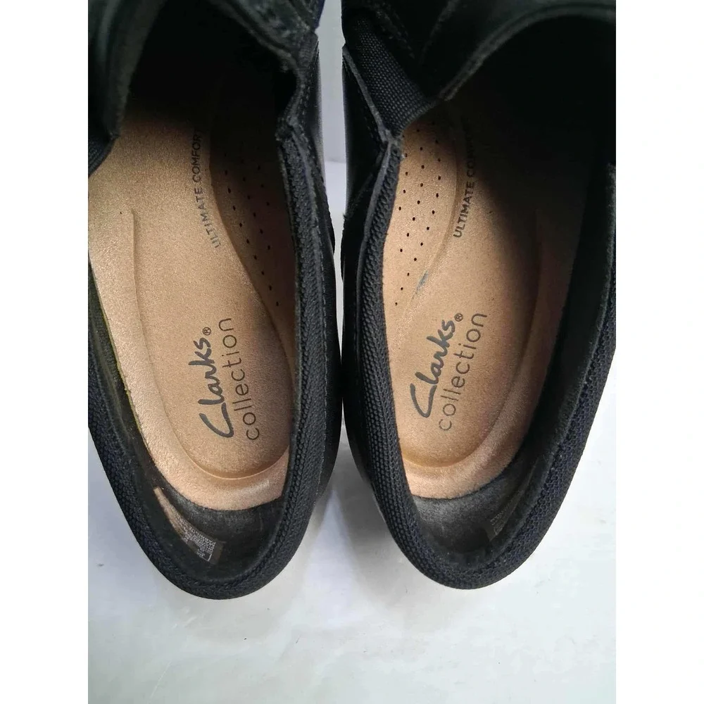 Clarks Collection Womens Size 8 Slip On Shoes Black Leather‎ Comfort Loafers